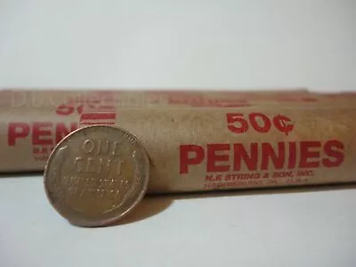 COOL Nice Shape Double Mercury Dime End ; Roll 50 Lincoln Wheat Cents • $11.92