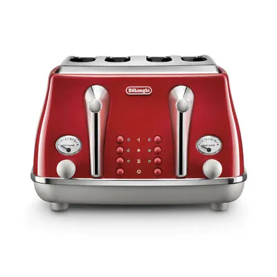 $158 • Buy NEW Delonghi Icona Capitals Four Slice Toaster Red CTOC4003R