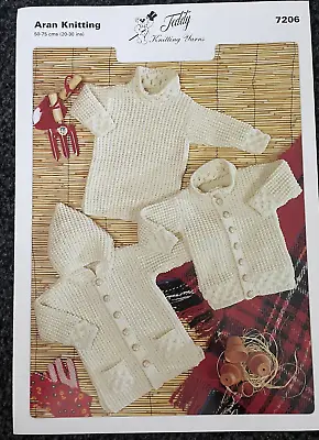 £3.99 • Buy Baby Hooded Duffel Coat Jacket + Sweater KNITTING PATTERN Textured Teddy 7206