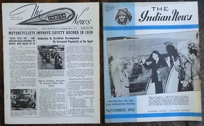 2x 1940 INDIAN NEWS MOTORCYCLE MAGAZINE BOOK CATALOG CHIEF SCOUT FOUR 30.50 741 • $39.95
