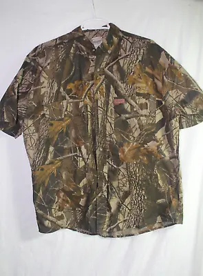 Woolrich Realtree Shirt Mens Size Med Camouflage Short Sleeve Button Up Green • $13.29