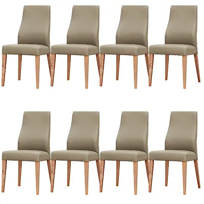 Rosemallow Dining Chair Set Of 8 PU Leather Seat Solid Messmate Timber - Silver • $2136.36