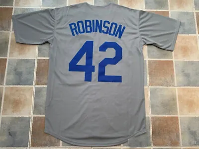 Throwback Jackie Robinson #42 Baseball Jersey Brooklyn Gray Custom Embroidered • $29.90