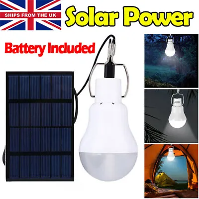 £8.78 • Buy Solar Panel Garden Lights Shed Light Outdoor Pendant Lamp LED Camping Tent Bulb