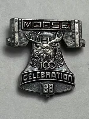 MOOSE LODGE LOYAL ORDER Lapel Hat Pin 1988 100 Year Silver Celebration L@@K • $4.95