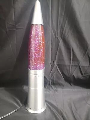 Vintage 19  Pliable Art SILVER BULLET Rocket Motion/Lava Lamp PINK Glitter • $40