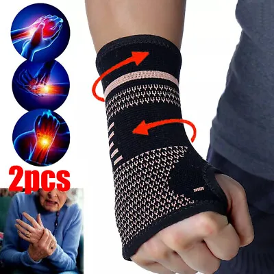 £6.49 • Buy Copper Sleeve Hand Wrist Brace Support Carpal Tunnel Splint Sprain Arthritis UK