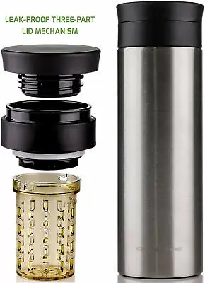 Ovente Vacuum Insulated Travel Mug 16 Oz Tumbler With Tea Infuser Silver MSA16S • $19.99