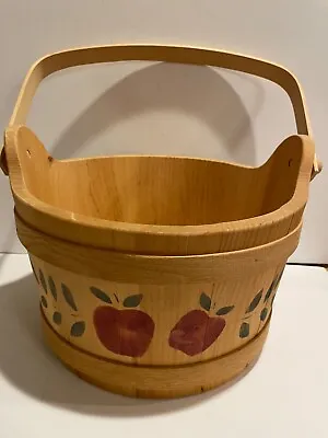 Vintage Basketville Vermont Wood Sugar Bucket Firkin W/Wood Handle Signed • $40