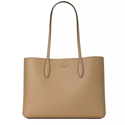 Kate Spade All Day Large Tote Beige Taupe Leather Pouch PXR00297 NWT $248 Retail • $188.03