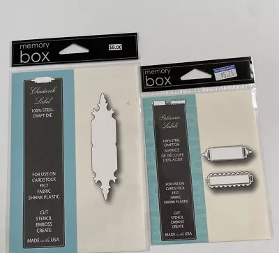 Memory Box Labels Patisserie Chadwick LOT Of 2 Metal Cutting Dies Thin Die • $10.25