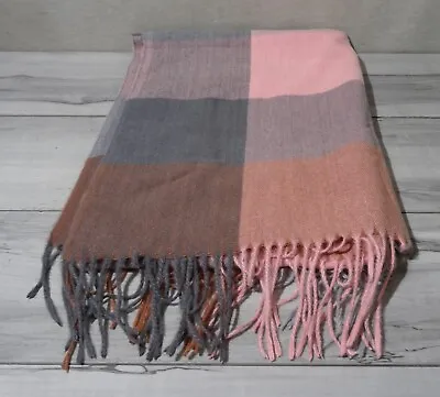 Pastel Squares Fringed Cashmere Scarf/Wrap 27  X 10  • $19.99