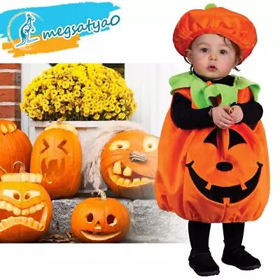 Kid Halloween Pumpkin Cosplay Costume Toddler Fancy Dress Party Baby Outfit Set. • $16.80