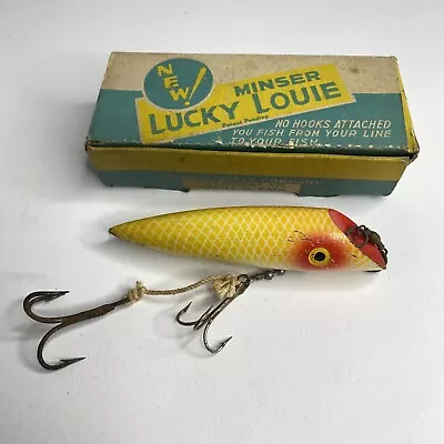 Vintage  LUCKY LOUIE Salmon Fishing Plug   Bill Minser Early Matching Box • $28.76