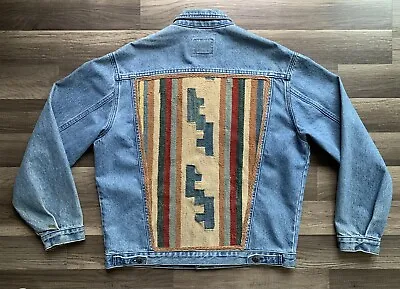 Boucher Santa Fe Denim Trucker Handmade Jacket Aztec Southwest Navajo Men’s L • $145