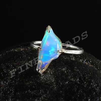 Ethiopian Opal Ring 925 Sterling Silver Uncut Opal Ring Vintage Opal RG-359 • $21.80