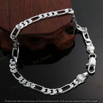 14k White Gold Finish Flat Chain Pretty Bracelet Women Men Jewelry Wedding • $208.83