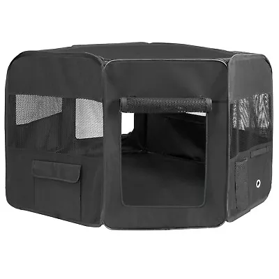 Folding Pet Play Pen Black 8-Sided Puppy Kitten Rabbit Small Animal Playpen • £21.97