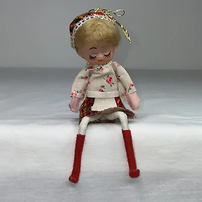 Elf Pixie Vintage Girl Rubber Face Christmas Decoration Ornament 6.5” Lovely • $27