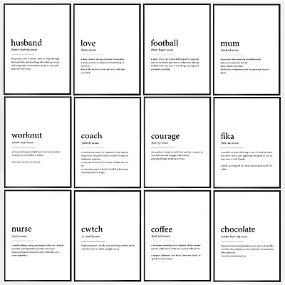 £4.50 • Buy Definition Typography Prints Funny Dictionary Word Décor Wall Art Poster  A4 A3