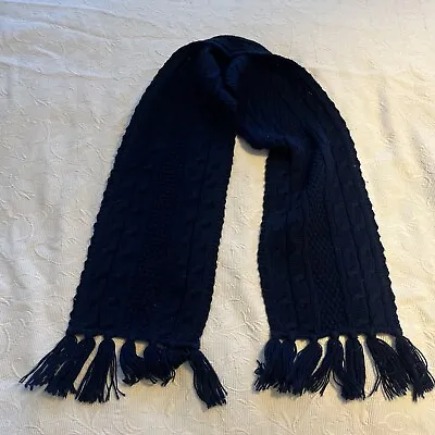 Lovely Chunky Cable Knit Navy Blue Scarf Mens Womens • £3.95