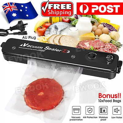 AU Plug Automatic Vacuum Sealer Food Packing Machine With 10PCS Vaccum Food Bags • $18.95