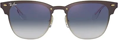 Ray Ban Blaze Clubmaster Gold Sunglasses RB3576N 043/X0 Blue Lenses 47mm New • $102.90