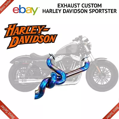 Full System 2 Into 1 Harley Davidson Exhaust Custom Fits Sportster 883 1999-2020 • $330