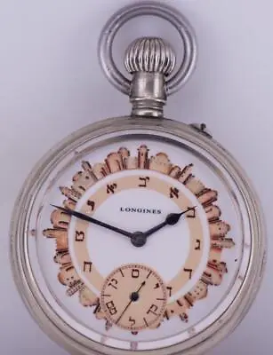 Antique Longines Grand-Prix Pocket Watch Fancy Jewish Enamel Dial-Very Rare • £1814.30