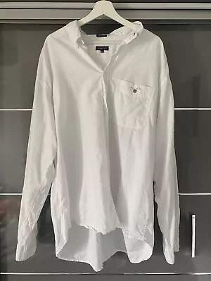 Vintage Gant White Linen/Cotton Long Sleeve Button Up Shirt • £4.99