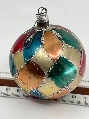 VINTAGE GERMAN Mercury & Mica GLASS CHRISTMAS ORNAMENT-Multi Color • $19.99