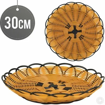 £6.79 • Buy Handmade Round Woven Bread Basket Reusable Food Storage Basket Fruit 30cm