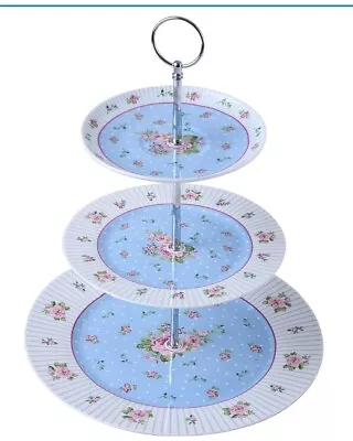 3 Tier Cake Stand Used Once In Box And Bubble Wrapped.  Pretty Floral Design • £5