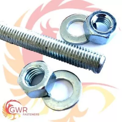 Metric Threaded Bar With Nuts & Washers 8.8 High Tensile Steel Rod Studding Stud • £4.05