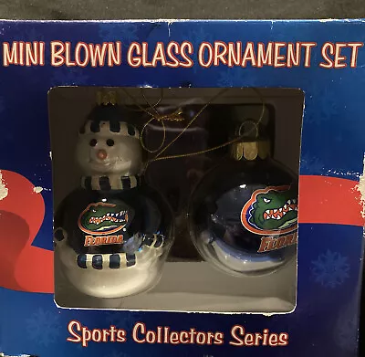 FLORIDA GATORS~Mini Blown Glass Ornament Set ~Christmas~Topperscott~In Box • $18