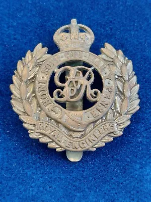 £6.99 • Buy Royal Engineers Cap Badge In Brass On Slider Kings Crown Genuine Ww1 Type Grv