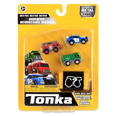 Tonka - Micro Metals Police Fire Garbage Trucks + 1 Mystery Vehicle (6057) • £11.99