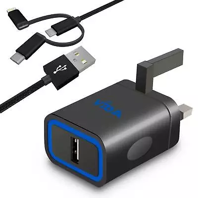 £12.99 • Buy Universal Mains Charger UK Plug For Micro USB IPhone USB-C Powered Tablet PC 5V