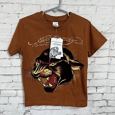 Ed Hardy Christian Audiger Tee Shirt Size 5 6 Tiger Orange Gold NWT • $11