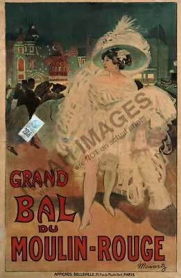 Grand Bal Moulin Rouge Vintage Theatre Poster Repro 12x18 • $7.95