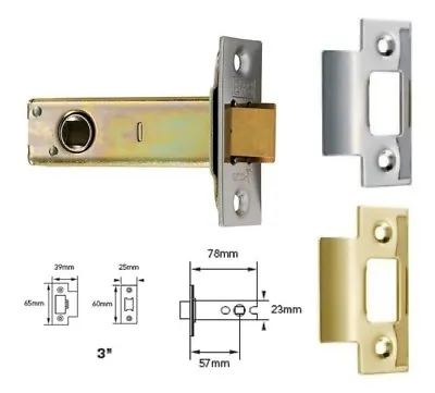 Euro-Spec HEAVY SPRUNG Tubular Mortice Latches 64mm 78mm 103mm & 128mm Latch • £7.13