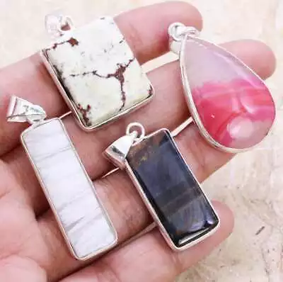 Lovely Wild Horse Stripped Agate 925 Silver Plated Pendant Wholesale Lot 1.5-2  • $4.99