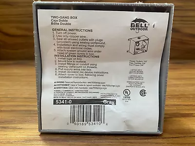 Hubbel Bell 2-Gang Weatherproof Outlet Box Gray Three 3/4  Outlets 5341-0 • $8.99