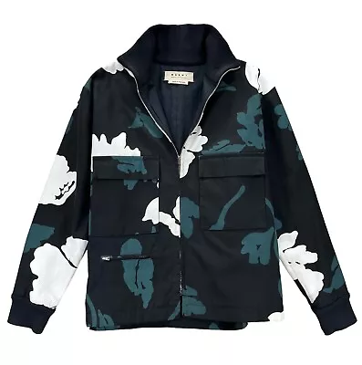 Marni Winter Edition 2013 Aloha Floral Canvas Jacket Sz 42 US 8 Black White Teal • $175