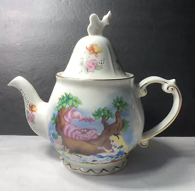 Disney Parks Alice In Wonderland Mad Hatter Cheshire Cat Porcelain Teapot New • $69