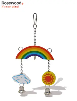 Rosewood Boredom Breaker Woodies Rainbow Mobile Small Animal Hanging Cage Toy • £8.79