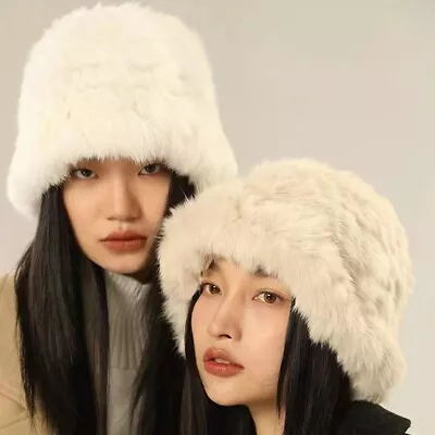 Women Fashion Russian Winter Rabbit Fur Beanie Warm Ear Flap Soft Fisherman Hats • $17.09