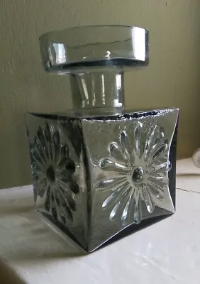 Dartington Glass Midnight Grey Square Daisy Candleholder Vase FT60 Thrower • £28