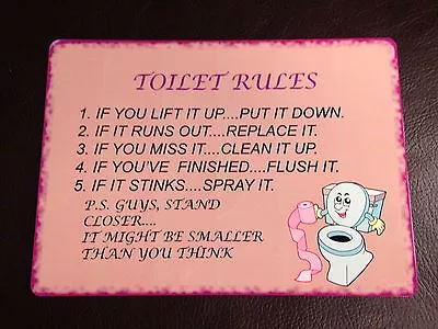 £6 • Buy Toilet Rules Funny Sign Plaque Indoor Or Outdoor Aluminium Metal