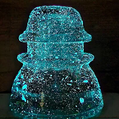 Vintage Aqua Green Hemingray 42  Glass Insulator W Glow In The Dark Stars - WOW  • $40